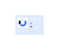 Simplified chart icon with pie chart and text, representing data visualization, reporting, or analytics