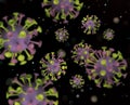Simplified close-up illustration 3D of corona viruses