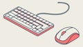 Simplified Computer Keyboard and Mouse Workstation, vector design Generative AI Royalty Free Stock Photo