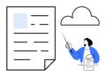 Simplified Concept of Document Sharing and Cloud Storage with a Presenter Royalty Free Stock Photo