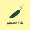 Vector simplified cucumber drawing, handwritten word