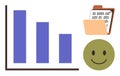 Simplified Data Analysis with Bar Chart, happy Face, and Digital Folder Elements Royalty Free Stock Photo