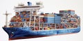 A simplified depiction of a container ship, showcasing its essential features and structure in a straightforward visual