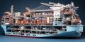 A simplified depiction of a container ship, showcasing its essential features and structure in a straightforward visual