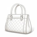 Simplified And Detailed: White Handbag Pencil Drawing