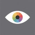 Minimal flat illustration of eye with color wheel iris on gray background symbolizing neurodiversity, autism pride, spectrum Royalty Free Stock Photo