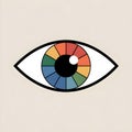 Minimal flat illustration of eye with color wheel iris on gray background symbolizing neurodiversity, autism pride, spectrum Royalty Free Stock Photo