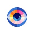 Minimal flat illustration of eye with color wheel iris on gray background symbolizing neurodiversity, autism pride, spectrum Royalty Free Stock Photo