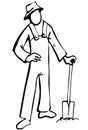 Simplified farmer illustration in black and white