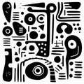 Simplified Forms: Abstract Black And White Doodle Poster