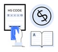 Simplified Global Trade Concepts Featuring HS Code, Payment, and Open Book Royalty Free Stock Photo