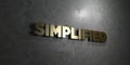 Simplified - Gold text on black background - 3D rendered royalty free stock picture