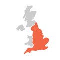 Simplified hand-drawn blank map of United Kingdom of Great Britain and Northern Ireland, UK. Divided to four countries