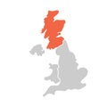 Simplified hand-drawn blank map of United Kingdom of Great Britain and Northern Ireland, UK. Divided to four countries Royalty Free Stock Photo