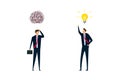 Simplified idea concept to solve difficult problems, businessmen discuss work using creativity to solve the idea of messy lines in