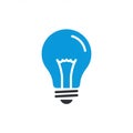 A simplified illustration of a blue light bulb on a white background. The design features Royalty Free Stock Photo