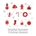 Simplified Illustration Merry Christmas Elements Royalty Free Stock Photo