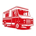 Red Food Truck Illustration on White Background Royalty Free Stock Photo