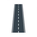 Simplified illustration of a stretch of road with solid outer lines and a dashed white Royalty Free Stock Photo