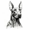 Simplified Line Drawing Of Doberman Pinscher With Volumetric Lighting