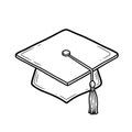 Simplified line drawing of graduation cap with tassel on transparent background Royalty Free Stock Photo