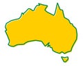 Simplified map of Australia outline. Fill and stroke are national colours.