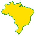 Simplified map of Brazil outline. Fill and stroke are national c