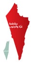 Simplified map of the district of Gaza and the South in Palestine with Arabic for `Gaza and the South`.