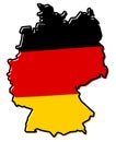 Simplified map of Germany outline, with slightly bent flag under