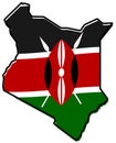 Simplified map of Kenya outline, with slightly bent flag under i