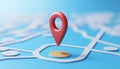 Simplified Map Navigation With Location Pin And Route Planner Symbol On Blue Background Royalty Free Stock Photo