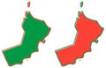 Simplified map of Oman outline. Fill and stroke are national col