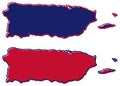 Simplified map of Puerto Rico outline. Fill and stroke are national colours.