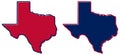 Simplified map of Texas outline. Fill and stroke are state colours. Royalty Free Stock Photo