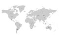 Simplified map of World in grey with country name labeling. Schematic vector map with small states or ministates Royalty Free Stock Photo