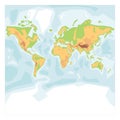 Simplified physical map of World