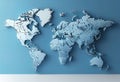 a simplified representation of a world map. Vector style, 3D rendering, World map bas-relief vector style Royalty Free Stock Photo