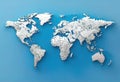 a simplified representation of a world map. Vector style, 3D rendering, World map bas-relief vector style Royalty Free Stock Photo