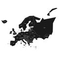 Simplified schematic map of Europe. Vector political map in high contrast of black and white