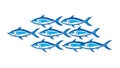 Simplified School of Fish: Clean Blue Aquatic Pattern, vector design Generative AI Royalty Free Stock Photo