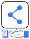 Simplified Sharing Symbol with Hand and Document Stack in Blue and White Theme Royalty Free Stock Photo