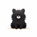 Simplified And Stylized Black Pomeranian Dog Playful Character Design