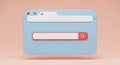 Stylized 3D Browser Window with Search Bar on a Pastel Background internet online Royalty Free Stock Photo