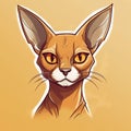 Simplified And Stylized Portrait Of A Sphynx Cat In Golden Hues