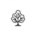 Simplified tree icon with a symmetrical design, featuring a round, cloud-like canopy an Royalty Free Stock Photo