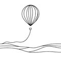 A simplified visual representation of an air balloon, depicted as a line drawing, placed against a plain white backdrop.