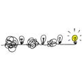 Simplifying the complex, confusion clarity or path. vector idea concept with lightbulbs doodle illustration Royalty Free Stock Photo