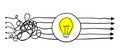 Simplifying the complex, confusion clarity or path. vector idea concept with lightbulbs doodle illustration Royalty Free Stock Photo