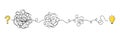 Simplifying complex process, problem solution and idea searching concept. Messy continuous lines in tangles. Process of problem Royalty Free Stock Photo