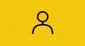 A simplistic black user icon is centered on a bright yellow background. The design Royalty Free Stock Photo